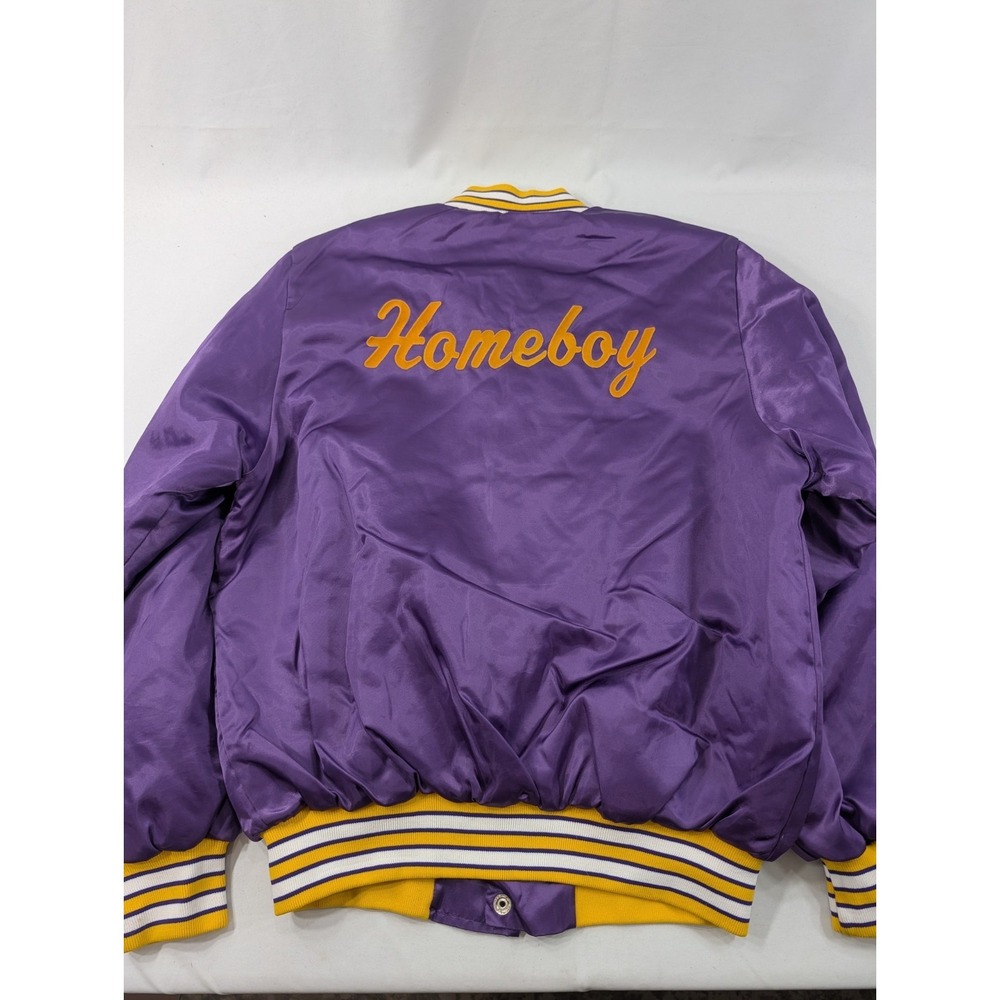 Vintage Bike Dazzle "Homeboy" ‎ USA Nylon Varsity Jacket Purple/Gold/White Large